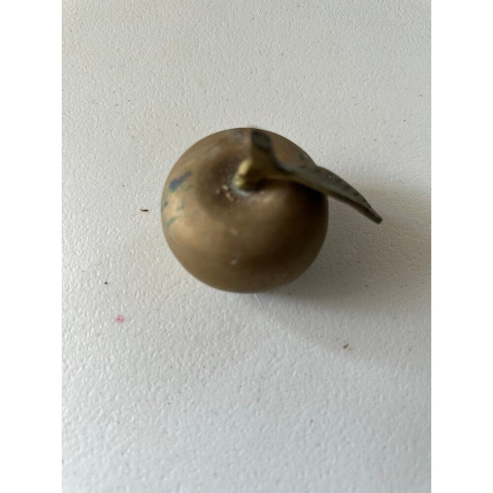Vintage Collectable Brass Apple Bell Oxi Teacher Paperweight Shelf Sitter